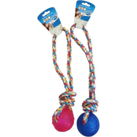 Duvo+ Rubber dog toy – TPR bal met koord handvat