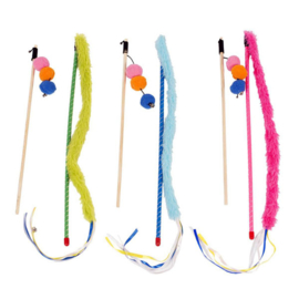 Duvo+ kattenspeelhengel – playing rod set – plush tail & balls blauw