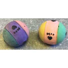 Speelballetje foam met pootafdruk groen/geel/roze