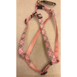 Dog fashion harnas/tuig ruit roze