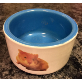 Keramisch voer/drink bakje met hamsterfoto rond