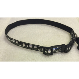 Dog fashion nylon + PU halsband zwart