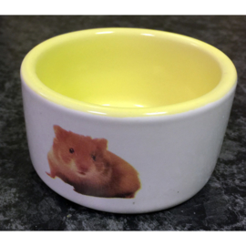 Keramisch voer/drink bakje met hamsterfoto rond