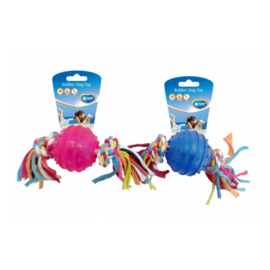 Duvo+ Rubber dog toy – TPR bal met koord blauw