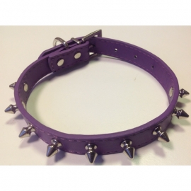 Halsband met spikes paars