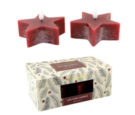 LED Kaars Star Set 2 ROOD