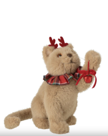 Kat + Hoofdband Stof Beige/Kerstrood