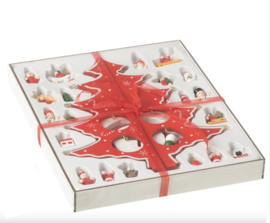 Kerstboom + Figuurtjes Plooiend Hout Rood