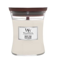 WoodWick Medium Candle White Teak