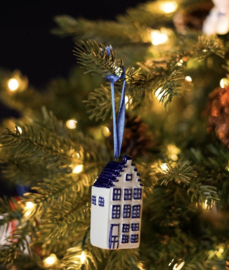 Kerstornament Delfts blauw huisje