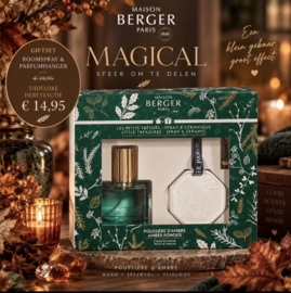 Maison Berger Mini Duo Set Magical Roomspray 50 ml + Parfumhanger Amber Powder