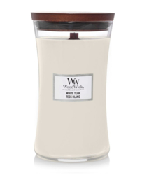 WoodWick Large Candle White Teak