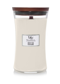 WoodWick Large Candle White Teak