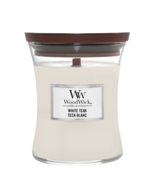 WoodWick Medium Candle White Teak
