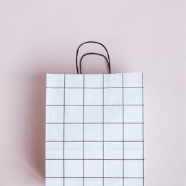 Draagtas papier grid wit (24 x 32 cm)