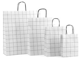 Draagtas papier grid wit (32 x 41 cm)