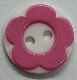 5 Roze Witte Bloemen Knopen 12 mm