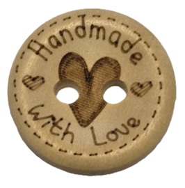 Blank Houten Knoop Handmade with Love 15mm (5 stuks)