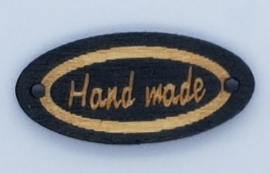 Zwarte Ovalen Handmade Buttons 27mm Lichte Tekst (5 stuks)