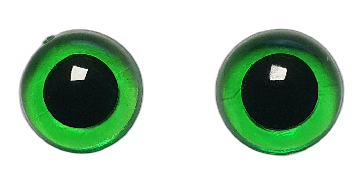 2 Half Ronde Ogen Groene Knoopjes 12mm