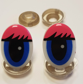 Cartoon Ogen Roze Blauw 22x14mm