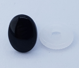 Veiligheidsogen ovaal zwart 15 mm (2 stuks)