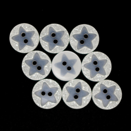 Witte Glitter Knopen 12mm ( 10 stuks)