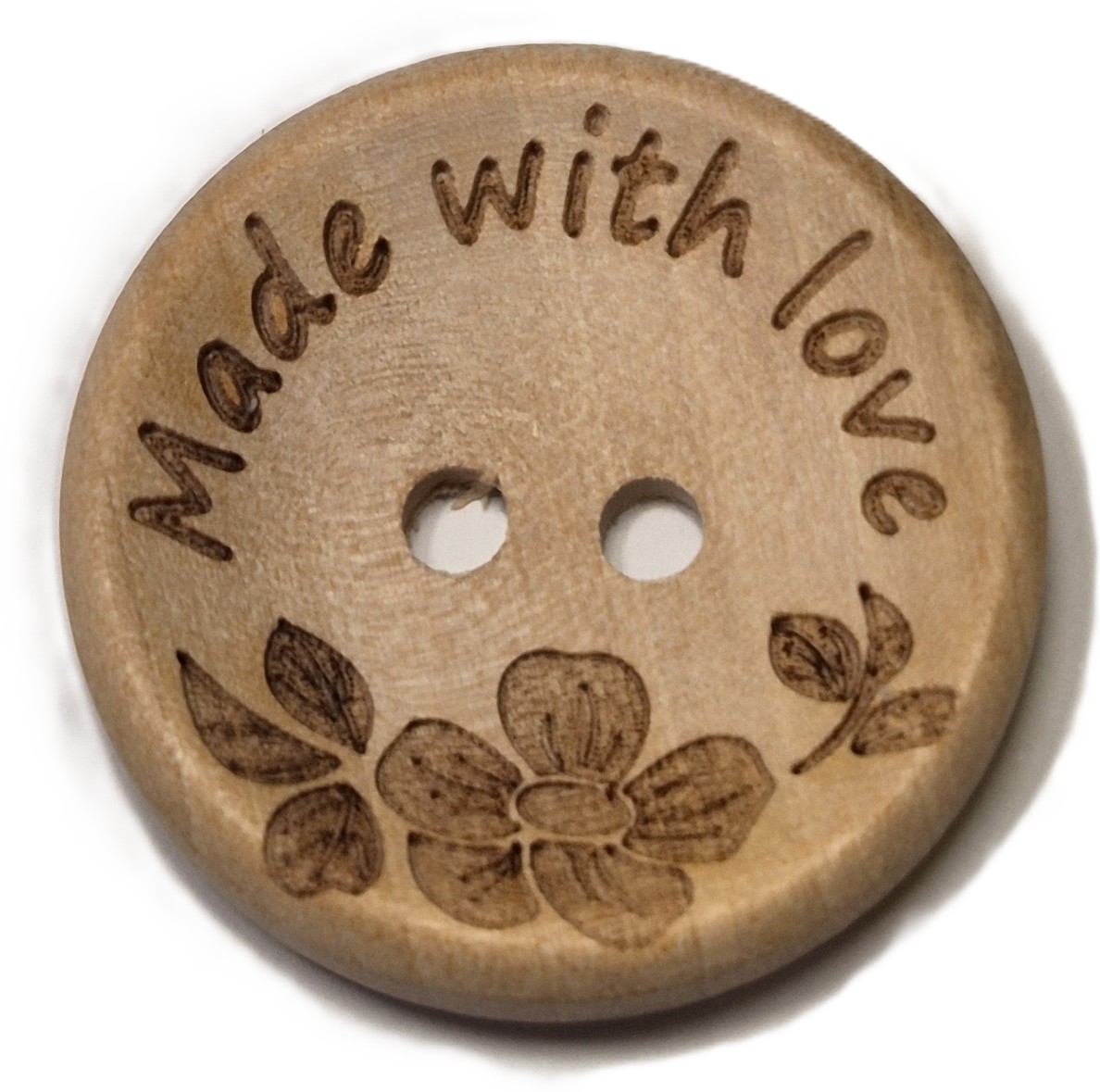 Blank Houten Knoop Made with Love 25mm (5 stuks)