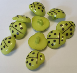 Lieveheersbeestje knoop Appel Groen 16mm (10 stuks)