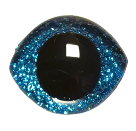 Ovale Glitter Ogen Licht Blauw 20x23mm