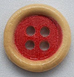 Ronde Houten Knopen met Rood 15 mm