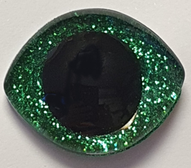 Ovale Glitter Ogen Donker Groen 23x28mm