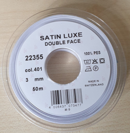 Wit Satin Luxe Double Face 3mm
