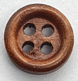Bruine Houten Knopen met 4 gaatjes 12mm (5 stuks)