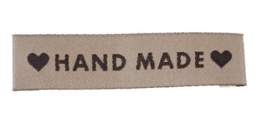 Beige Stoffen Handmade Labels 6 x1,5 cm (5 Stuks)