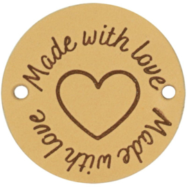 Durable - Leren Label Rond Made With Love (2 stuks)