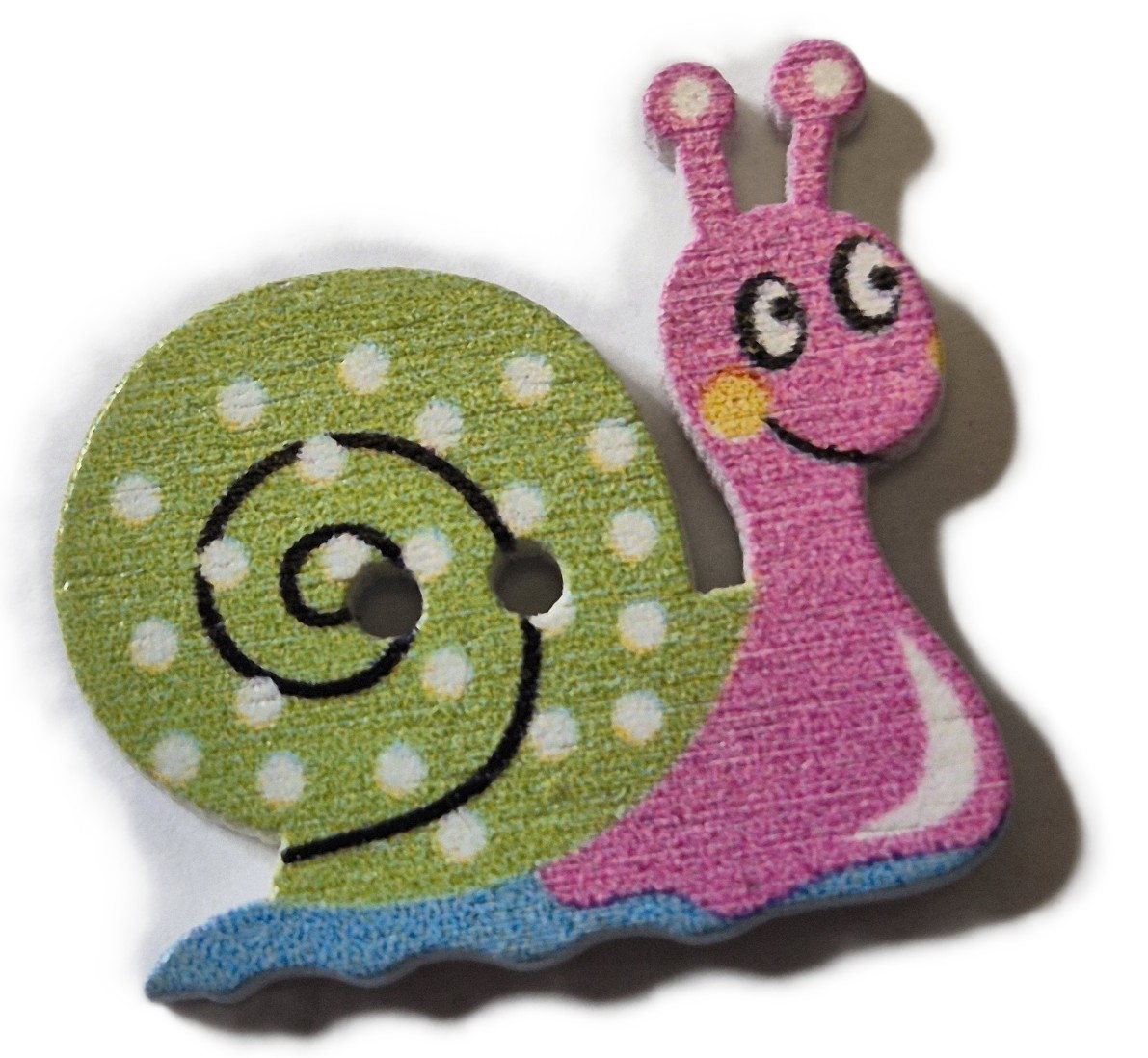 Houten Knoop Slak Groen Roze