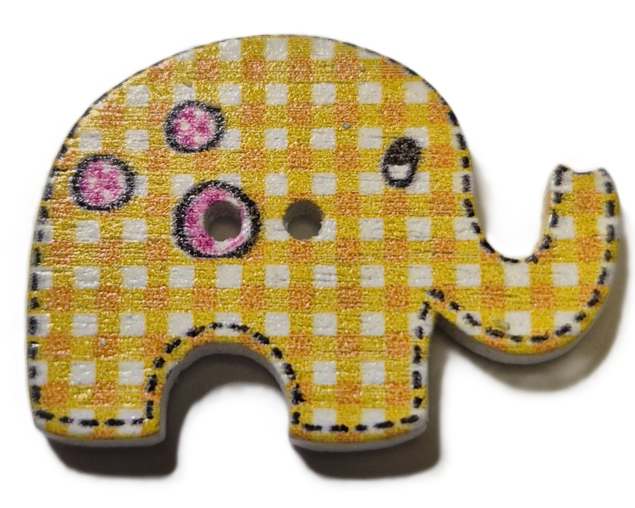 Houten Knoop Olifant Geel Geruit