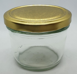 Glazen potje uit boek Bizzybee 230ml met Gouden deksel 85mm