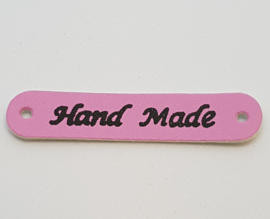 Leatherlook Roze Handmade Labels 5x1cm (5 Stuks)