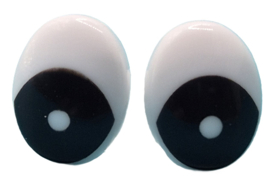 Cartoon Ogen Ovaal Wit Zwart 13x10mm