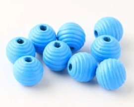 Ribbel Kralen Blauw 14 mm