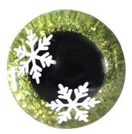 14mm Geel Groene Ogen met Sneeuwvlokken