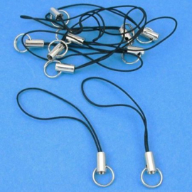 Zwarte Telefoon hangers sleutelhangers 5 cm  (10 Stuks)