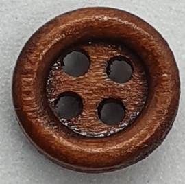 Bruine Houten Knopen met 4 gaatjes 10mm (5 stuks)