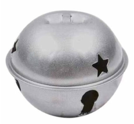 Durable Zilverkleurige Bellen met Sterren 90mm - Jingle Bell