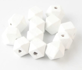 Houten Witte Hexagon kraal 12 mm (5 stuks)