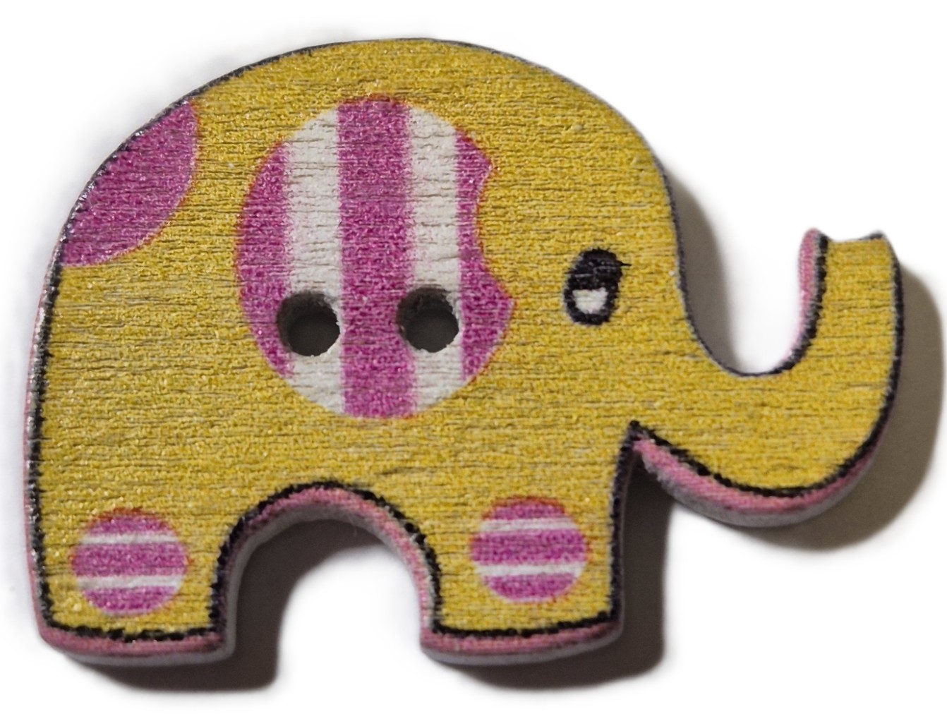 Houten Knoop Olifant Geel