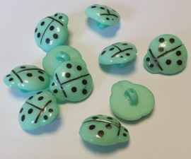 Lieveheersbeestje knoop Mint Groen 16mm (10 stuks)