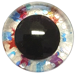 20mm Wit Blauwe Glitter Ogen